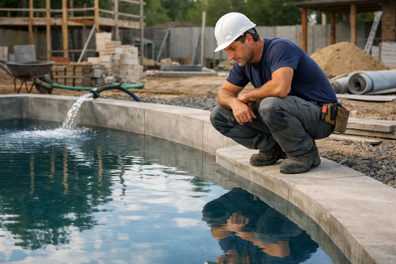 Оценка состояния бетонного бассейна по отражению воды