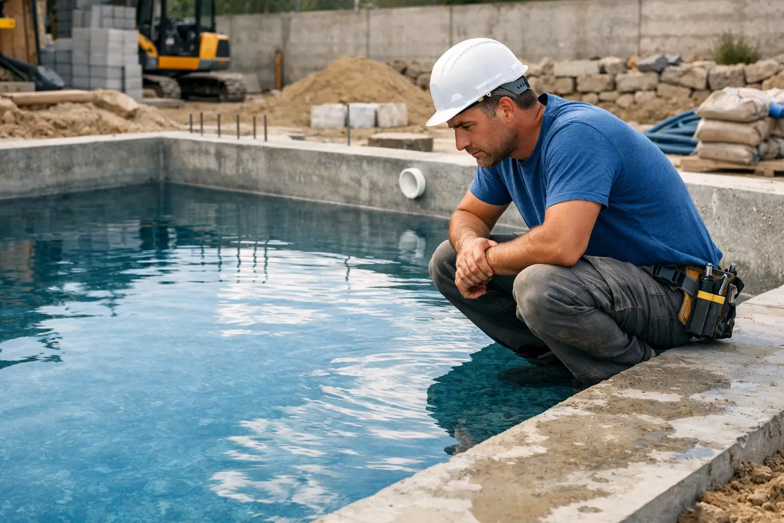 Подготовка к следующему этапу строительства бассейна
