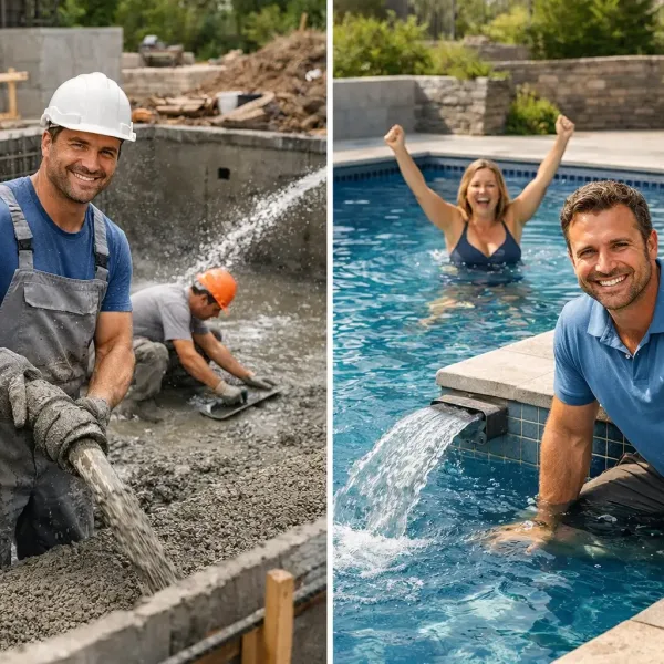 Сочетание воды и бетона в строительстве бассейна