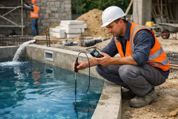 Контроль уровня воды в бетонном бассейне